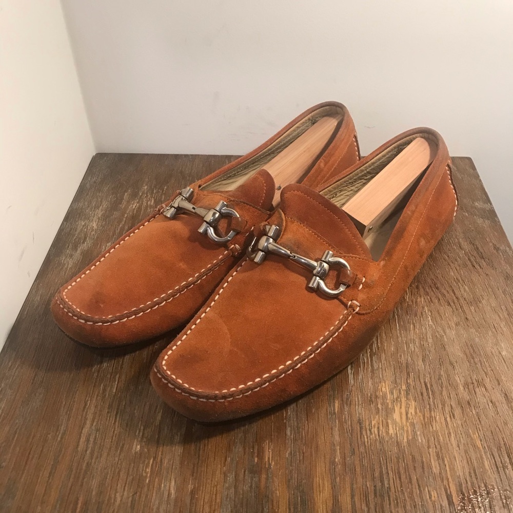 Orange Ferragamo loafers